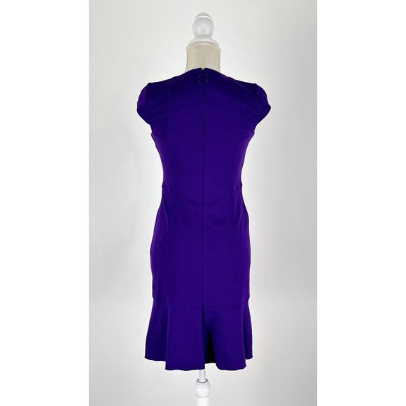 Akris Punto Jersey Cut Out Sheath Dress Womens Size 4 Purple Short Sleeve - Picture 7 of 11